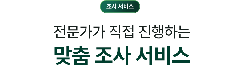 조사 서비스 / 전문가가 직접 진행하는 맞춤 조사 서비스